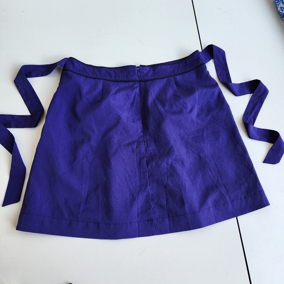 Banana Republic Womens Mini Pleated Skirt Purple Pockets Lined Tie Strap Sz 6 - Picture 9 of 10